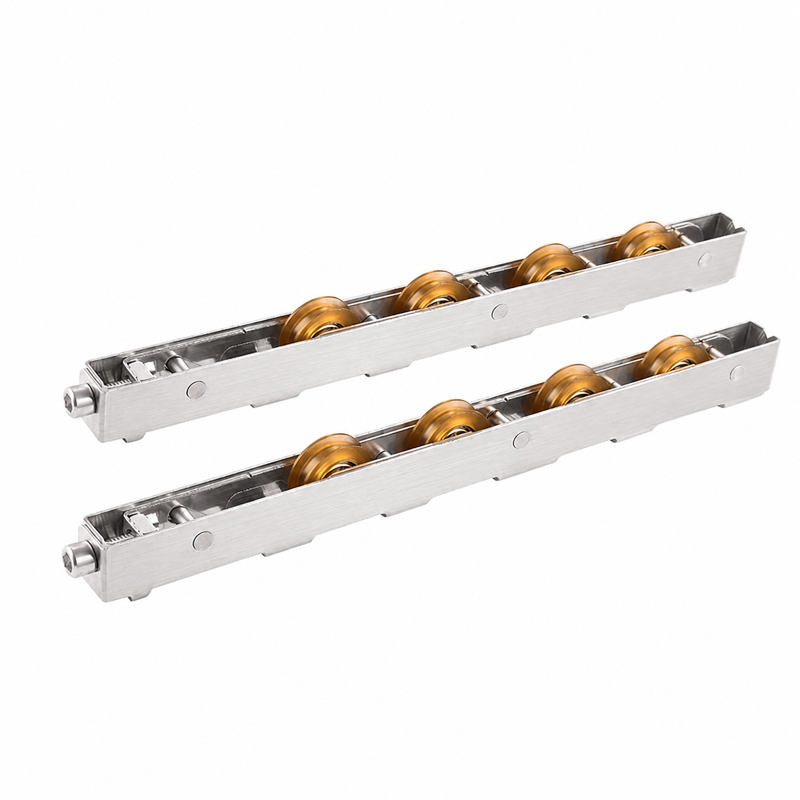 15 × 21mm Stainless Steel Quad Sliding Door & Window Roller Assembly – Yellow Wheel – ST3L4R1521-Y