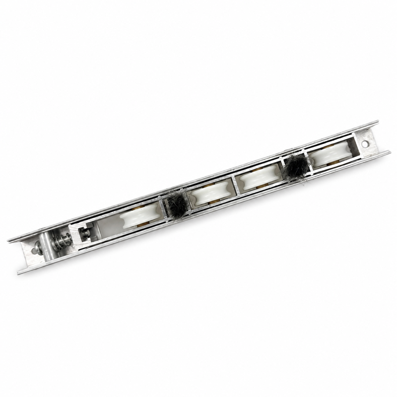 22×21mm Aluminium White Nylon Four-Wheel Sliding Door Roller Assembly with Twin Brushes-AL2221U